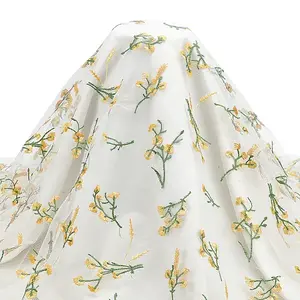 Flower Pattern Polyester Embroidery Lace Fabric