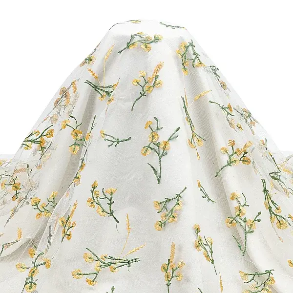 Flower Pattern Polyester Embroidery Lace Fabric