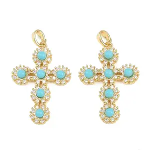 Brass Micro Pave Clear Cubic Zirconia Pendants