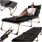 Skladacia turistická, kempingová posteľ Canada 193 cm – čierna, nastaviteľné operadlo, nosnosť 120 kg