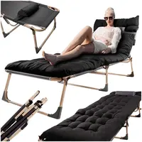 Skladacia turistická, kempingová posteľ Canada 193 cm – čierna, nastaviteľné operadlo, nosnosť 120 kg