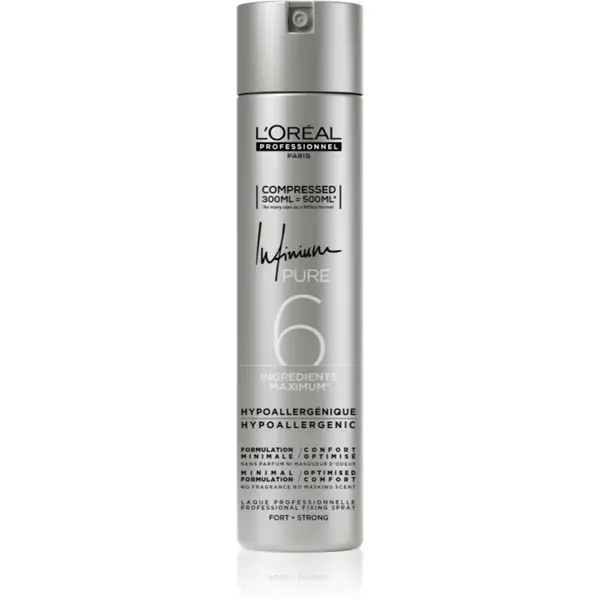 L’Oréal Professionnel Infinium Pure hypoalergenní lak na vlasy silné zpevnění bez parfemace 300 ml