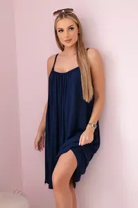 Kesi Włoski Viskózové šaty na ramínka námořnická modř