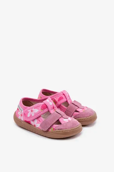 Barefoot dětské pantofle Milami Pink Strawberry Lumi