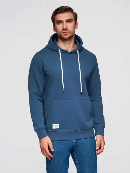 Ombre Men's kangaroo sweatshirt with hood - navy blue
