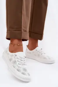 S. BARSKI Kožené ženské mokasíny s prodyšným vzorem