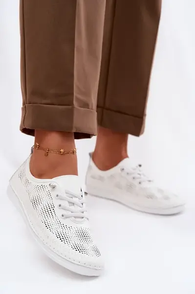 S. BARSKI Kožené ženské mokasíny s prodyšným vzorem