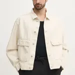 Bunda se lněnou směsí Calvin Klein Jeans béžová barva, J30J327212