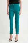 Kalhoty Morgan PVOPA.F dámské, zelená barva, střih cigarette, medium waist, PVOPA.F