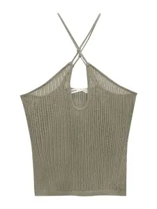 Pull&Bear Vyšívaný top  kaki