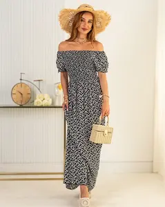 Resti Patterned black women's midi dress - Clothing