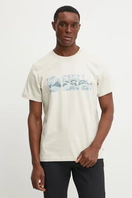 Tričko Fjallraven Multicolor Logo béžová barva, s potiskem, F12600268