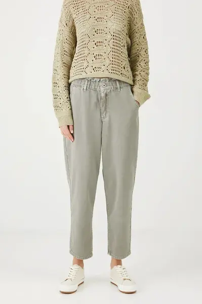 Kalhoty Medicine dámské, zelená barva, široké, high waist