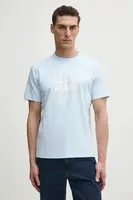 Bavlněné tričko Lacoste modrá barva, s potiskem, TH2733