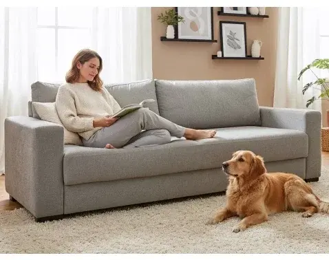 Rozkladacia pohovka Rodos, holubia šedá látka%