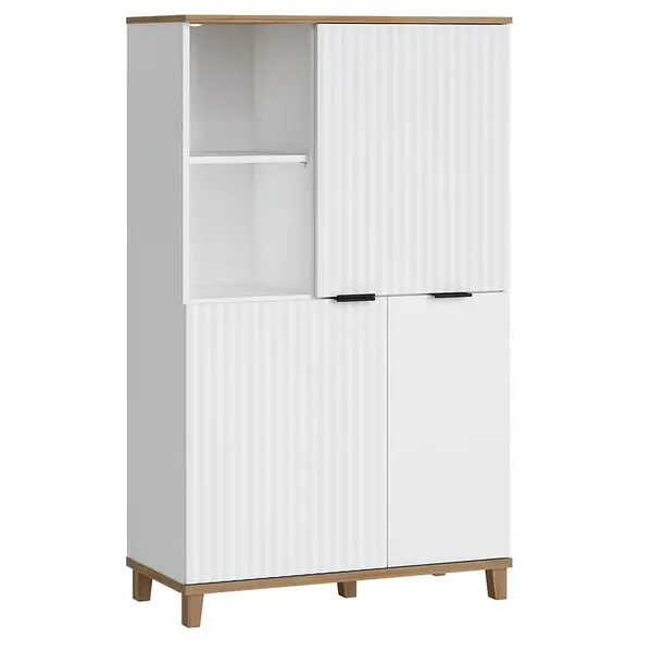 Komoda Plissee PLIK04 3D biela alpin/dub grandson