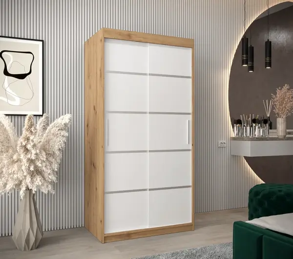 Šatní skříň Abi V1 Barva korpusu: Černá, Rozměry: 100 cm, Dveře: Dub sonoma