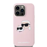 Zadní kryt Karl Lagerfeld Liquid Silicone Double Heads Magsafe pro Apple iPhone 14 Pro Max, růžová