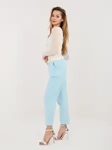 Jasně modré manžestrové cigaretové kalhoty