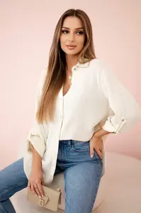 Kesi Włoski Bavlněná mušelínová košile oversize světle béžová