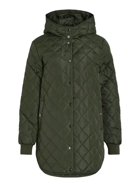 VILA Prechodný kabát  tmavozelená