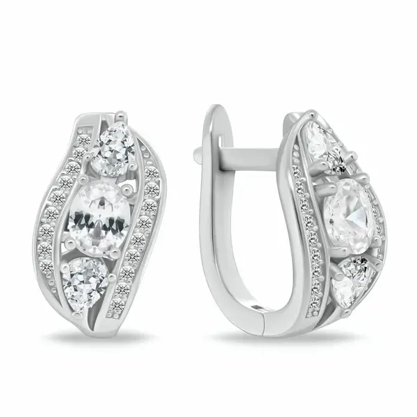 Brilio Silver Luxusní stříbrné náušnice se zirkony EA1180W