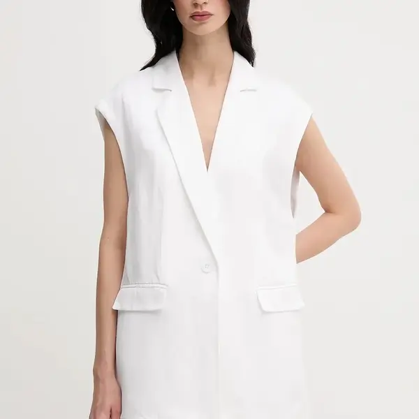 Vesta s příměsí lnu Marc Aurel bílá barva, jednořadá, 3936-1000-93438