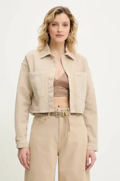 Džínová bunda Answear.LAB béžová barva, přechodná, oversize