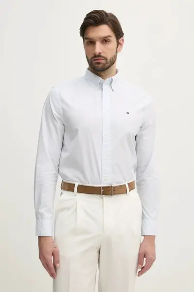 Bavlněná košile Tommy Hilfiger bílá barva, regular, s límečkem button-down, MW0MW38555