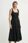 Bavlněné šaty MUNTHE FRONIA černá barva, midi, 251134825125