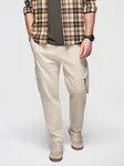 Ombre Men's knitted joggers with cargo pockets - cream
