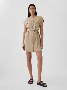 GAP Lněné mini šaty Utility - Dámské