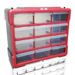 Organizér - skříňka plastová, 12 šuplíků, červená - MAGG 120297