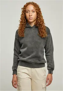 Women's Black Hooded Stone Washed