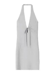 Bershka Pletené šaty  strieborná