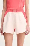 Kraťasy BOSS dámské, růžová barva, hladké, high waist, 50541331