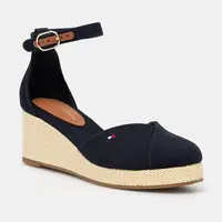 Espadrilky Tommy Hilfiger FLAG CLOSED TOE MID WEDGE ESPAD tmavomodrá barva, FW0FW08657