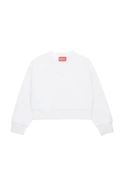 Dětská bavlněná mikina Diesel STRASLIUM SWEAT-SHIRT bílá barva, hladká, J01826