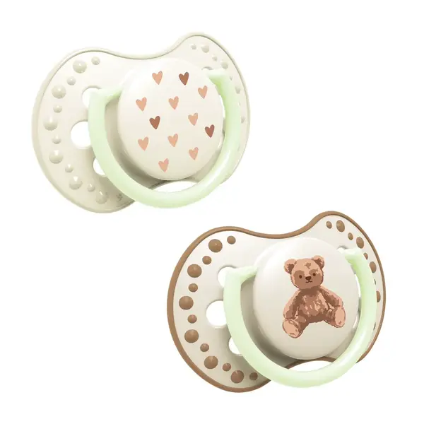 LOVI Dudlík svítící silikonový dynamický TEDDY LOVE 6-18m 2ks