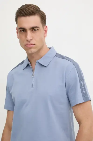 Bavlněné polo tričko Calvin Klein Jeans modrá barva, J30J327240