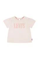 Kojenecké tričko Levi's SS SMOCKED SLV TEE růžová barva, 1EM183