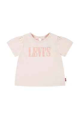 Kojenecké tričko Levi's SS SMOCKED SLV TEE růžová barva, 1EM183