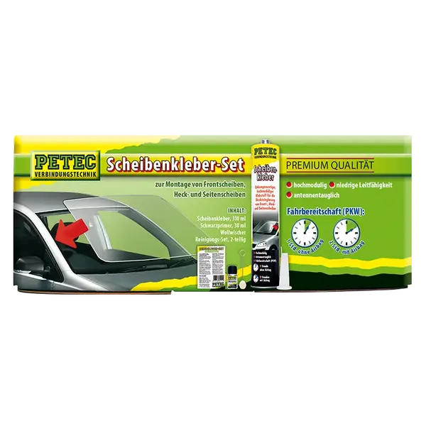 Sada pro lepení skel do karosérií s kartuší - Petec Scheibenkleber-Set Kartusche