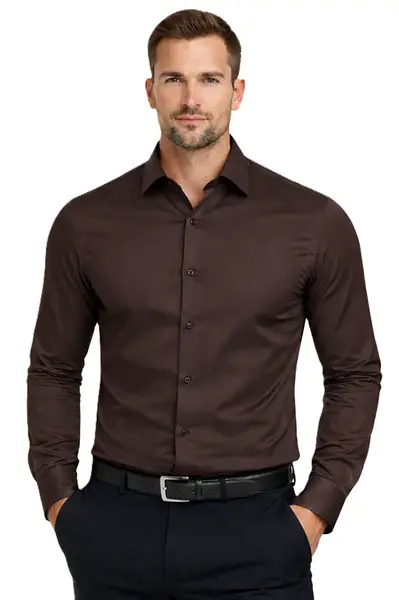 Espada - Pánská košile Regular Fit - hnědá