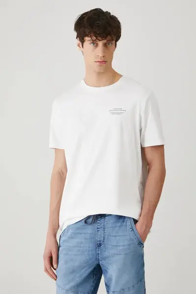 Bavlněné tričko Medicine pánské, bílá barva, s potiskem