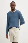 Kašmírový svetr FROM FUTURE pánský, modrá barva, MPR02659
