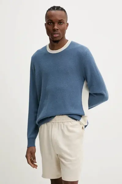 Kašmírový svetr FROM FUTURE pánský, modrá barva, MPR02659