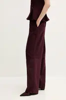 Kalhoty Stine Goya dámské, vínová barva, široké, high waist, SG-SS25-P077-2330