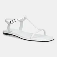 Kožené sandály Calvin Klein FLAT SANDAL SQUARED BUCKLE LTH