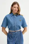 Džínová košile Liu Jo dámská, modrá barva, regular, s klasickým límcem, UA5239 D4851